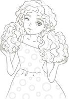 Girl Illustration with Curly Hair vector