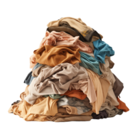 AI generated PNG stack of wrinkled dirty clothes on transparent background