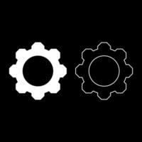 Gear cogwheel set icon white color vector illustration image solid fill outline contour line thin flat style