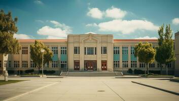 AI generated Exterior of a Typical American School Structure photo