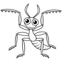 Green mantis cartoon posing line art vector