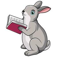 Rabbit cartoon reading a book vector