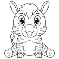 Cute baby zebra cartoon line art vector