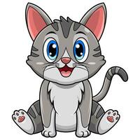 linda gato dibujos animados sentado en blanco antecedentes vector