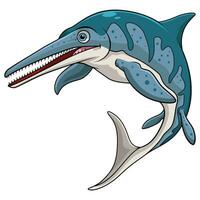 Ichthyosaurus smile cartoon on white background vector