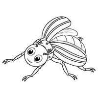 Colorado beetle cartoon line art vector