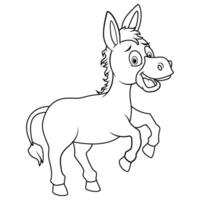 Cartoon cute donkey line art vector