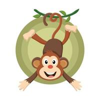 monkey vector hanging in jungle cartoon