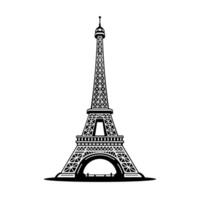 Eiffel Tower in Paris on a white background. Landmark of Paris. Vector linear illustration silhouette