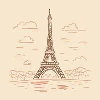 Eiffel Tower in Paris. Landmark of Paris. Illustration in doodle style vector