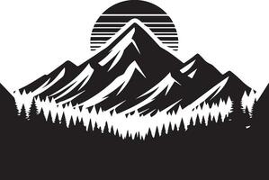 Mountain with forest vector silhouette illustration black color