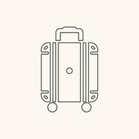 Isolated on white, a linear-style pictogram includes baggage, a luggage line icon, and an outline vector sign. Illustration of a symbol or emblem