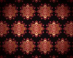 Vintage Geometric Red and Gold Floral Pattern on a Dark vector