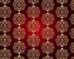 Luxurious Gold and Maroon Floral Design, A Seamless Symmetrical Pattern vector