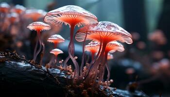 AI generated Close up of a poisonous toadstool, a macro beauty in nature generated by AI photo