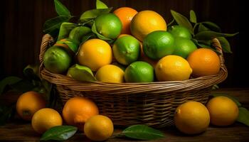 AI generated Freshness of citrus fruit, ripe and juicy, healthy eating, nature dessert generated by AI photo