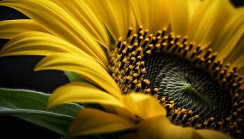 ai generado amarillo girasol, cerca arriba de soltero flor, belleza en naturaleza generado por ai foto