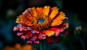 AI generated Vibrant yellow daisy blossom in close up, wet with morning dew generated by AI photo