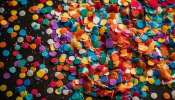 AI generated Multi colored confetti decoration creates a vibrant, shiny, fun celebration generated by AI photo