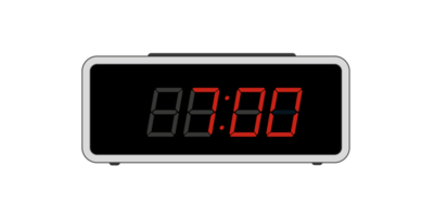 Digital black alarm clock displaying 7.00 clock logo design. Digital clock with red numbers. Time to wake up, attend meeting or appointment, ring bounce alarm clock png