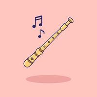 Flute Vector Icon Illustration. Flat Cartoon Style Suitable for Web Landing Page, Banner, Flyer, Sticker, Card, Background