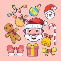 Bundle Set Christmas Element Vector Icon Illustration. Flat Cartoon Style Suitable for Web Landing Page, Banner, Flyer, Sticker, Card, Background