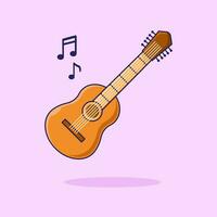 Guitar Acoustic Vector Icon Illustration. Flat Cartoon Style Suitable for Web Landing Page, Banner, Flyer, Sticker, Card, Background