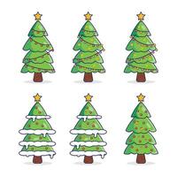 Bundle Set Christmas Tree Vector Icon Illustration. Flat Cartoon Style Suitable for Web Landing Page, Banner, Flyer, Sticker, Card, Background