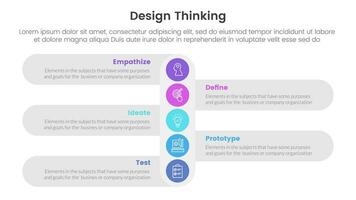 design thinking process infographic template banner with vertical small circle down direction with 5 point list information for slide presentation vector