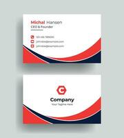 vector corporate Double-sided creative Professional modern simple unique blue minimalist gold elegant business card in red theme