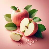 AI generated Ripe apple fruit, slice apples photo