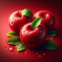 AI generated Ripe apple fruit, slice apples photo