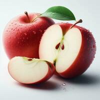 AI generated Ripe apple fruit, slice apples photo