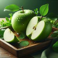 AI generated Ripe apple fruit, slice apples photo