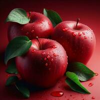 AI generated Ripe apple fruit, slice apples photo
