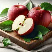AI generated Ripe apple fruit, slice apples photo
