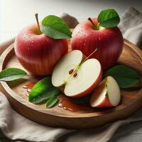 AI generated Ripe apple fruit, slice apples photo