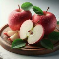 AI generated Ripe apple fruit, slice apples photo