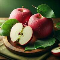 AI generated Ripe apple fruit, slice apples photo