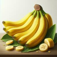 AI generated Ripe banana, yellow bananas, Closeup of banana photo