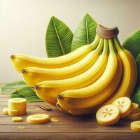 AI generated Ripe banana, yellow bananas, Closeup of banana photo