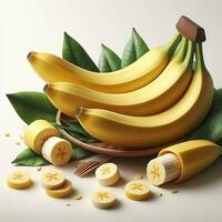 AI generated Ripe banana, yellow bananas, Closeup of banana photo