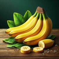 AI generated Ripe banana, yellow bananas, Closeup of banana photo