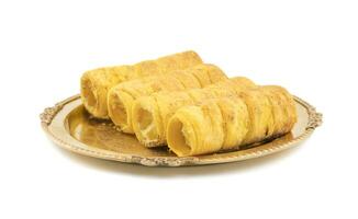 Indian Sweet Dish Puff Roll with Cream photo