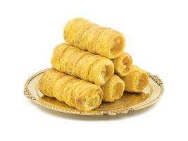 Indian Sweet Dish Puff Roll with Cream photo