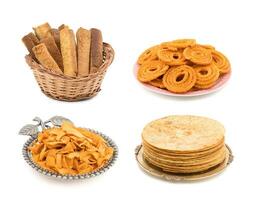 Collage of Indian Sweet And Salty Food photo