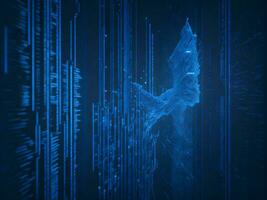 AI generated Digital Cyberspace with Particles and Digital Data Network Connections. High Speed Connection and Data Analysis Technology Digital Abstract Background Concept. 3d rendering photo