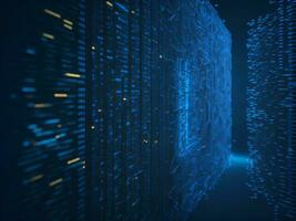 AI generated Digital Cyberspace with Particles and Digital Data Network Connections. High Speed Connection and Data Analysis Technology Digital Abstract Background Concept. 3d rendering photo