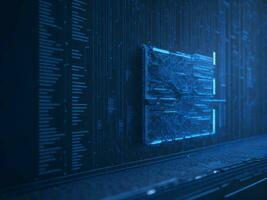 AI generated Digital Cyberspace with Particles and Digital Data Network Connections. High Speed Connection and Data Analysis Technology Digital Abstract Background Concept. 3d rendering photo