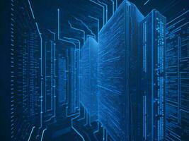 AI generated Digital Cyberspace with Particles and Digital Data Network Connections. High Speed Connection and Data Analysis Technology Digital Abstract Background Concept. 3d rendering photo